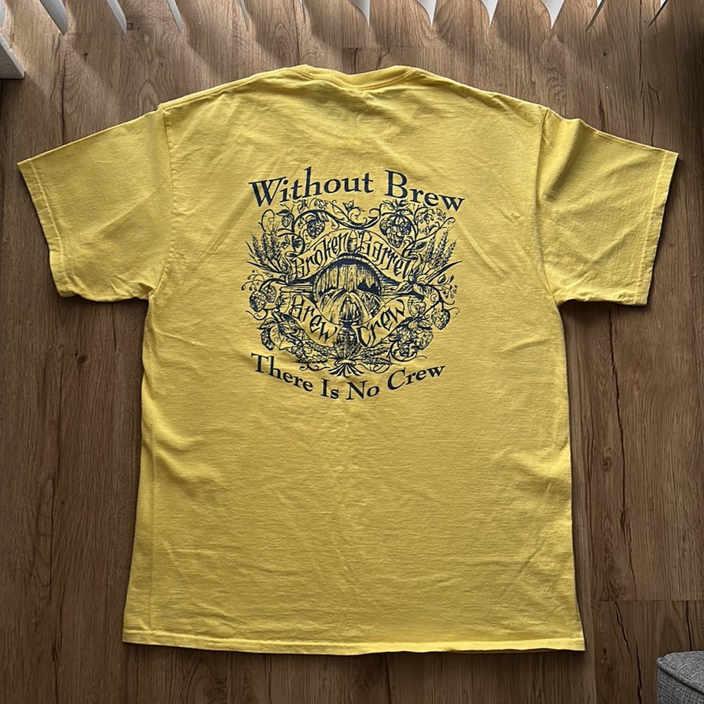 PORT& COMPANY, Essential Tee, Men’s LargeYellow graphics Broken Barrel Brew Crew
